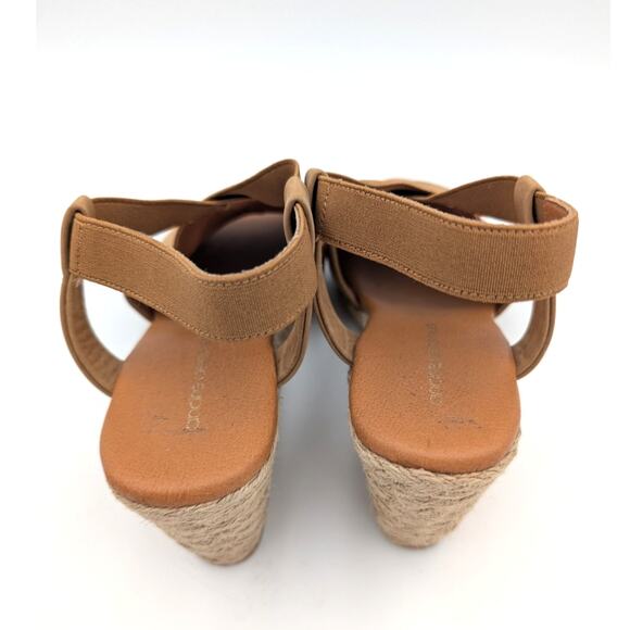 Andre Assous Nalik Wedge Sandal Women's Elastic Strap Brown Size US9.5M EU40 - Picture 6 of 14
